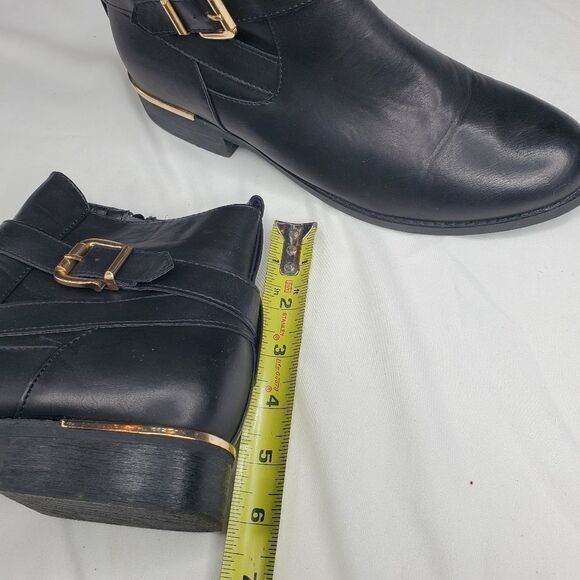 10 WANTED BLACK GOLD faux leather heeled zip BOOTS BOOTIES - Picture 9 of 13